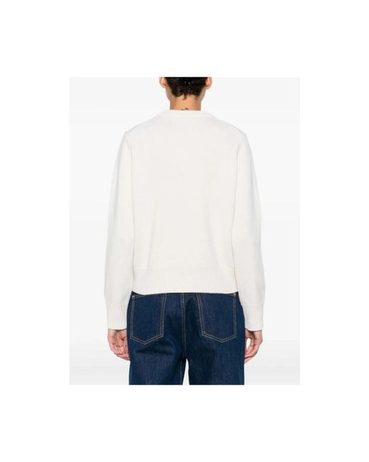 Maison Kitsuné Rondgebreide Trui in het White