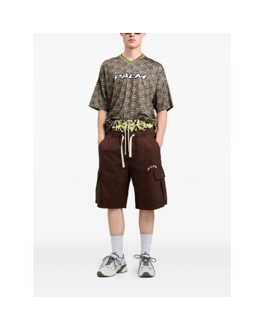 Palm Angels Brown Long Shorts for men