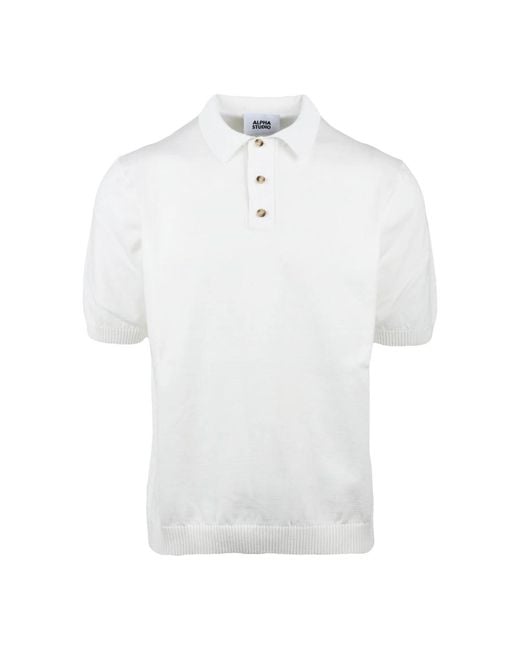 Alpha Studio White Round-Neck Knitwear for men