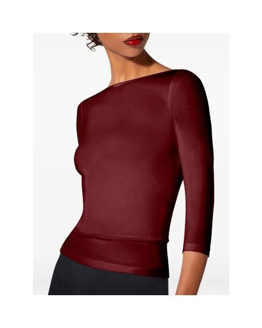 Wolford Bordeaux Boothals Trui in het Red