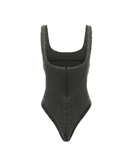 Entire studios Tops ,Zwart ,Bodysuit Met Vierkante Halslijn in het Brown