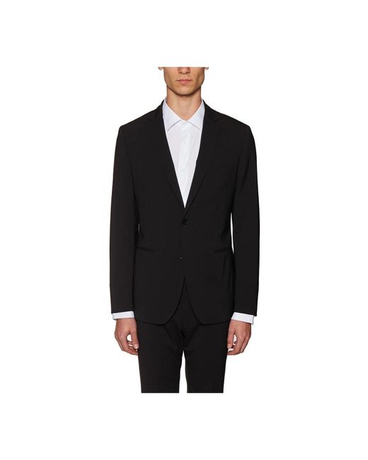 Tonello Kostuums ,Zwart ,Wol Stretch Wollen Jurk Met Twee Knopen in het Black voor heren