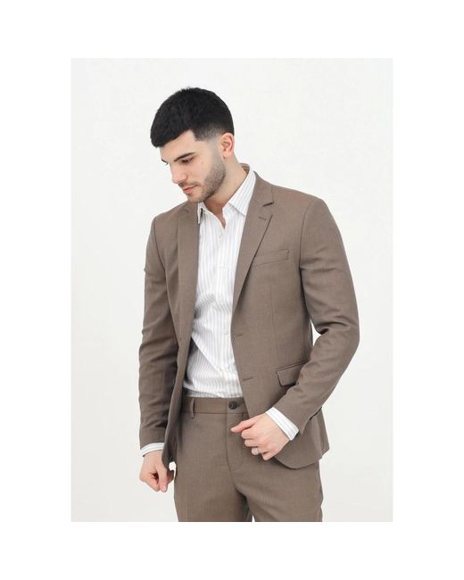 SELECTED Kostuums ,Bruin ,Bruine Single-Breasted Jas Klassieke Stijl in het Brown voor heren
