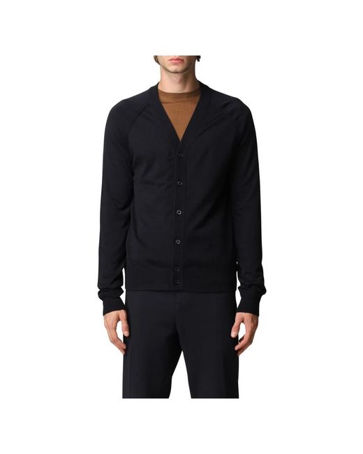 Paolo Pecora Truien & Vesten ,Blauw ,Open Gebreid Vest in het Black voor heren