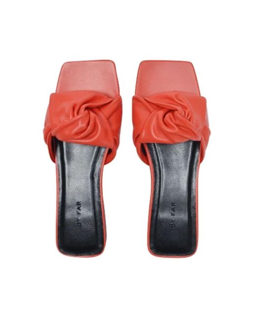 By Far Lima Sandals In Red Smooth Leather