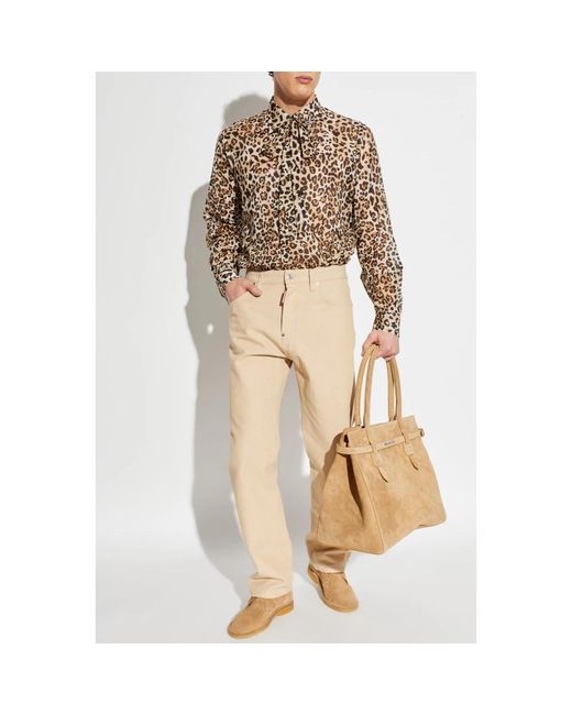 DSquared² Overhemden ,Bruin ,Katoen Animal Print Shirt in het Brown voor heren