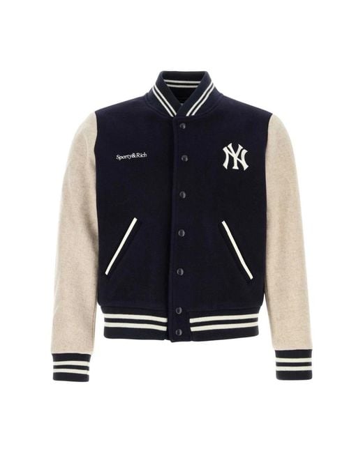Sporty & Rich Blue Bomber Jackets for men