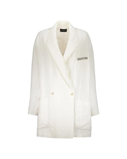 Fabiana Filippi White Leinen Baumwolle Doppelreihiger Blazer