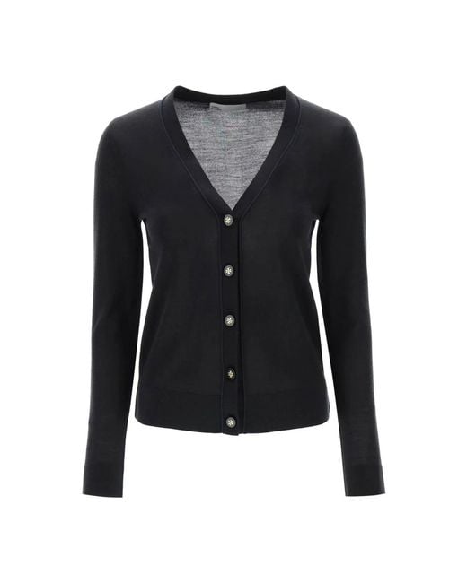 Cardigan simone in lana e seta di Tory Burch in Black