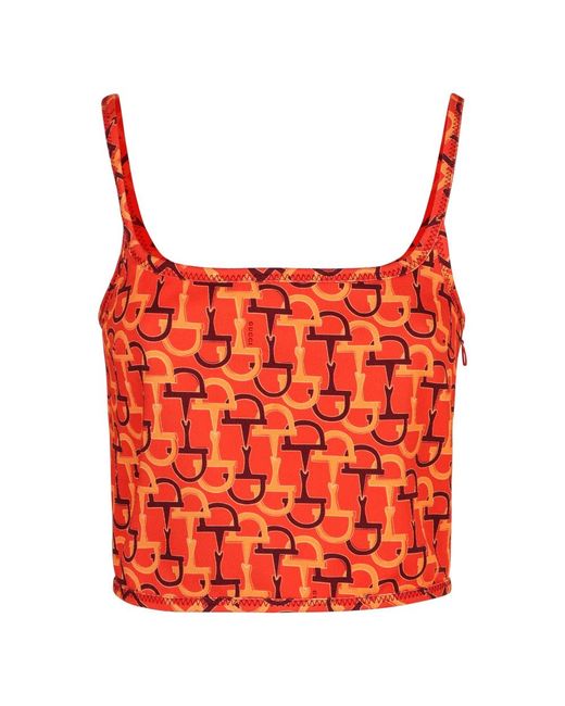 Gucci Orange Red Silk Top