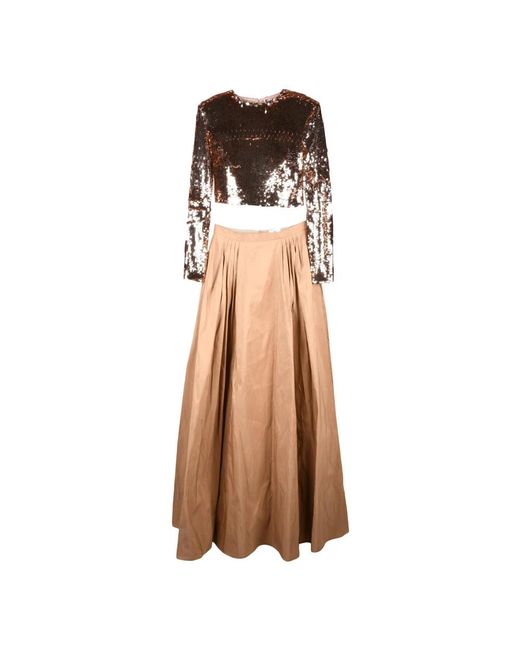 Elisabetta Franchi Brown Maxi Dresses