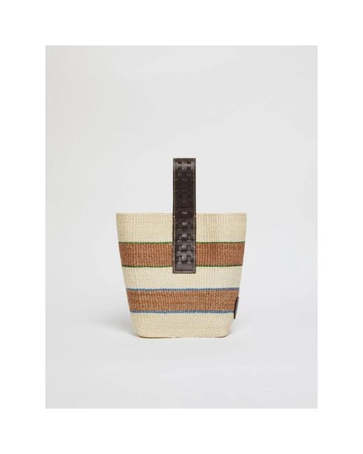 Weekend by Maxmara Natural Stilvolle Geflochtene Tasche Mit Ledergriff