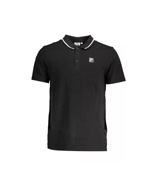 Elegante polo nero in cotone di Fila in Black da Uomo