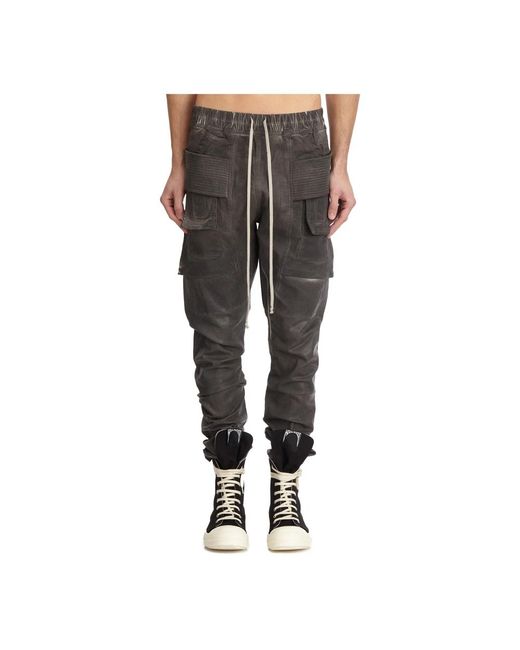 Rick Owens Denim Cargo Hose Mit Kordelzug in Gray für Herren