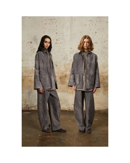 Cortana Jassen ,Grijs ,Wol Oversized Overshirt Met Kraag En Plooizakken in het Gray