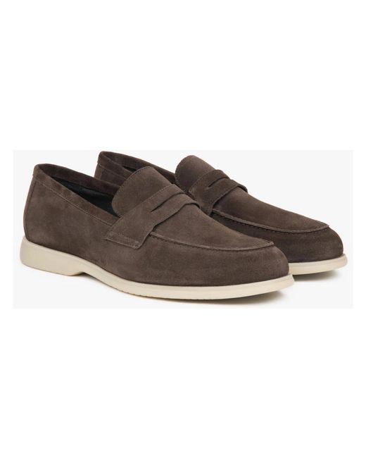 ESTRO Brown Loafers for men