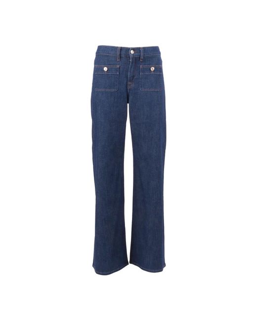 7 For All Mankind Blue Wide Jeans
