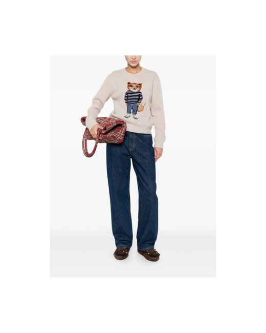 Maison Kitsuné Round-Neck Knitwear in het White