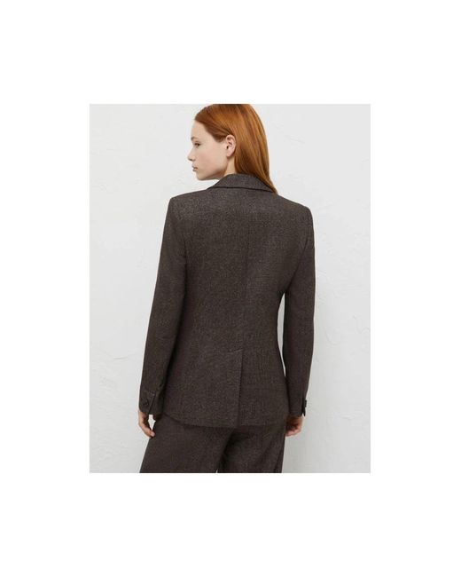 Marella Jassen ,Bruin ,Lurex Blazer Met Array-Patroon in het Black