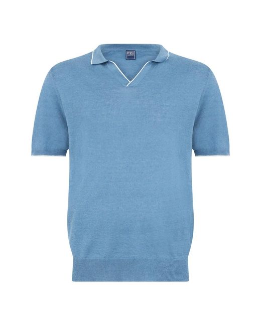 Fedeli Blue V-Neck Knitwear for men