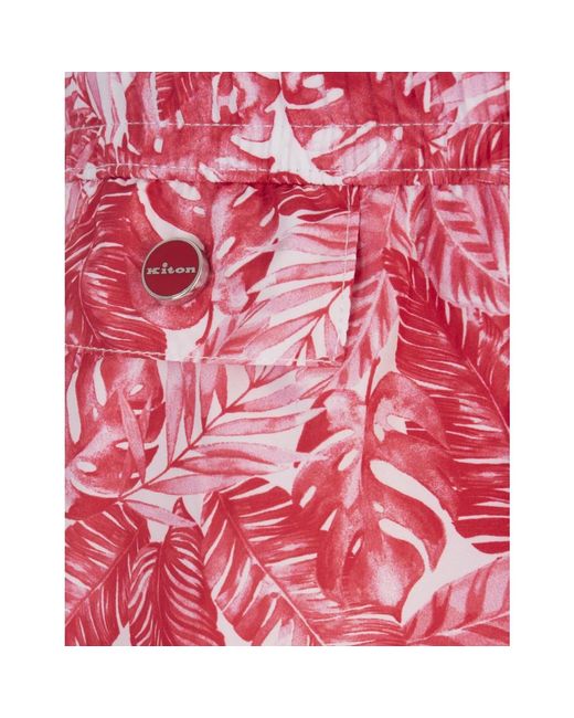 Kiton Strandshorts mit rosa blätterprint in Red für Herren