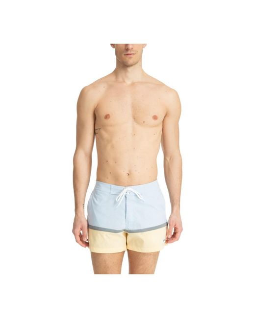 Shorts da bagno a vita media a righe di Gcds in Blue da Uomo