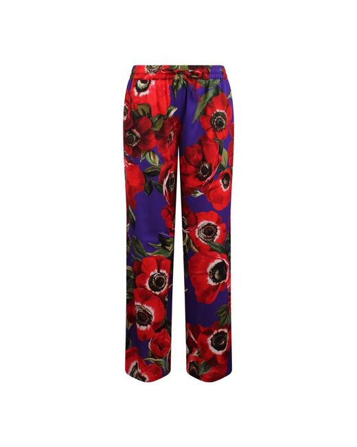 Dolce & Gabbana Red Wide Trousers