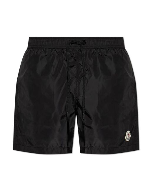 Moncler Badmode ,Zwart ,Nylon Logo Patch Zwemshorts in het Black voor heren