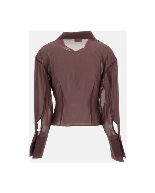 ANDAMANE Overhemden ,Paars ,Leer Lilia Blouse in het Brown