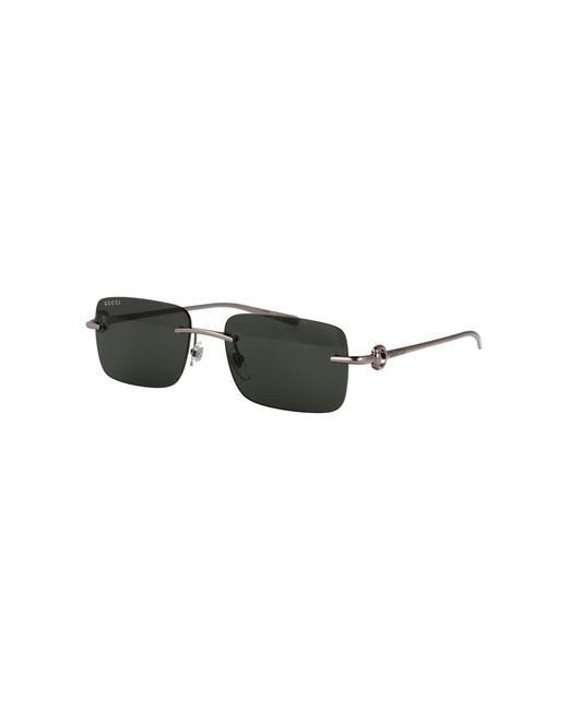 Gucci Green Rectangular-frame Metal Sunglasses for men