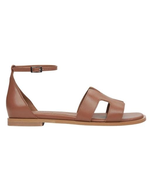 ESTRO Brown Braune Ledersandalen Mit Geschlossener Ferse