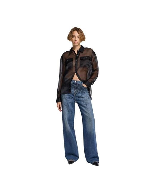 7 For All Mankind Blue Wide Jeans