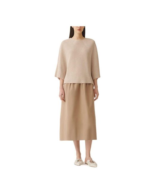 Maglione con mantella in cotone e lurex sabbia di Fabiana Filippi in Natural
