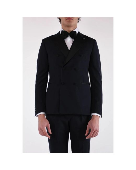 Paoloni Black Double Breasted Suits for men