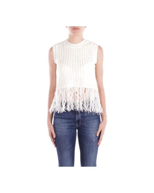 Weekend by Maxmara Blue Weiße Top Mit Frontlogo