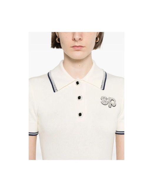 Self-Portrait White Besticktes Logo Kleid Kurze Ärmel