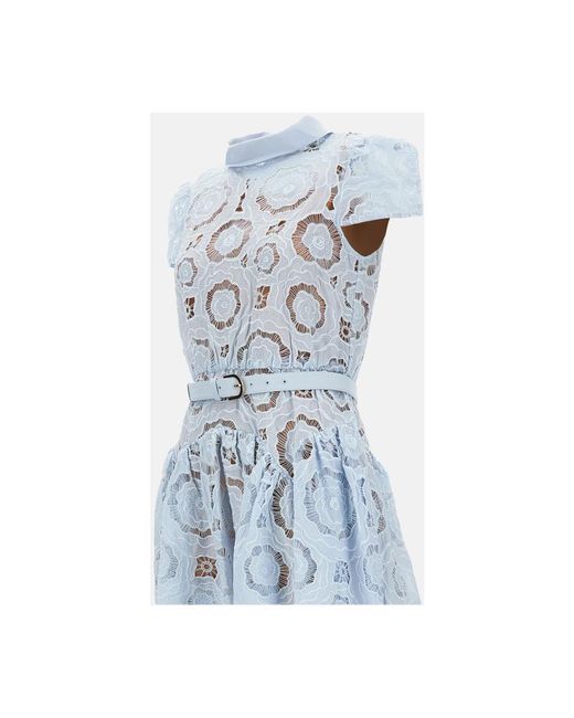 Self-Portrait Kleedjes ,Blauw ,Polyester Guipure Lace Midi Jurk in het Blue
