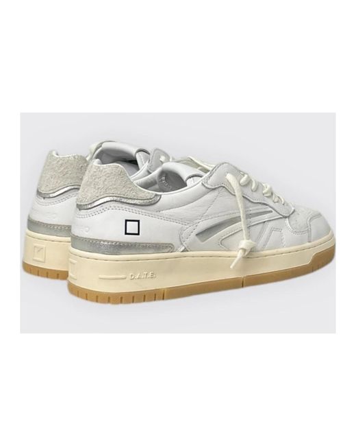 Date Schoenen ,Wit ,Leer Calf Tournament Sneakers in het White