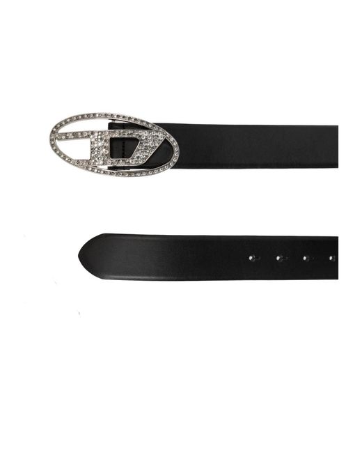DIESEL Black Leder gürtel oval d logo b-1dr