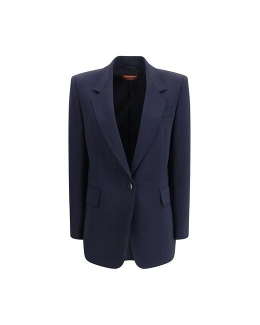 Max Mara Getailleerde Triacetaat Blazer in het Blue