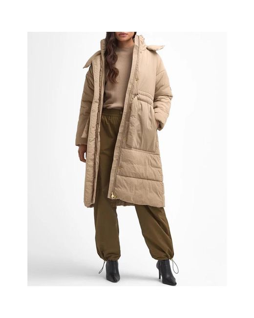 Barbour Jassen ,Polyester Puffer Lange Jas Licht Trench Rits in het Natural