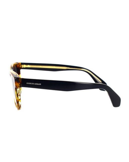 Giorgio Armani Brown Mutige rechteckige sonnenbrille mit schwarzen bügeln und goldener metallstruktur