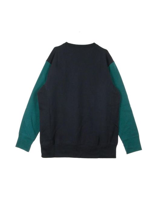 Champion Blue Color Block Kangaroo Pocket Reverse Weave Crewneck Sweatshirt for men