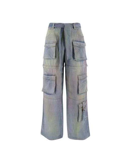 Pinko Gray Cargo denim jeans mit verstellbarer taille