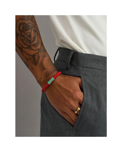 Nialaya Amour Perlenarmband in Red für Herren