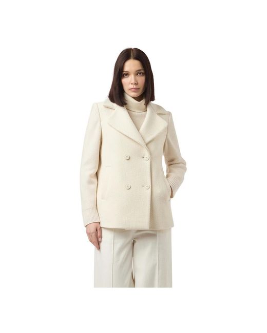 Eleventy Jassen ,Wit ,Katoen Gebreide Mouw Peacoat in het White