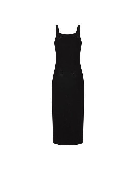 Alexander Wang Black Schwarzes Logo Print Langes Kleid