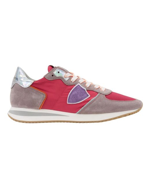 Philippe Model Schoenen ,Veelkleurig ,Suède Sneakers Van Gelamineerd Suède En Stof Met Veters in het Pink