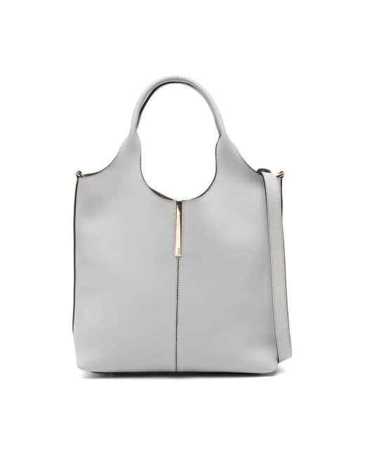 Tod's Gray Graue Handtasche Mit Druckknopfverschluss