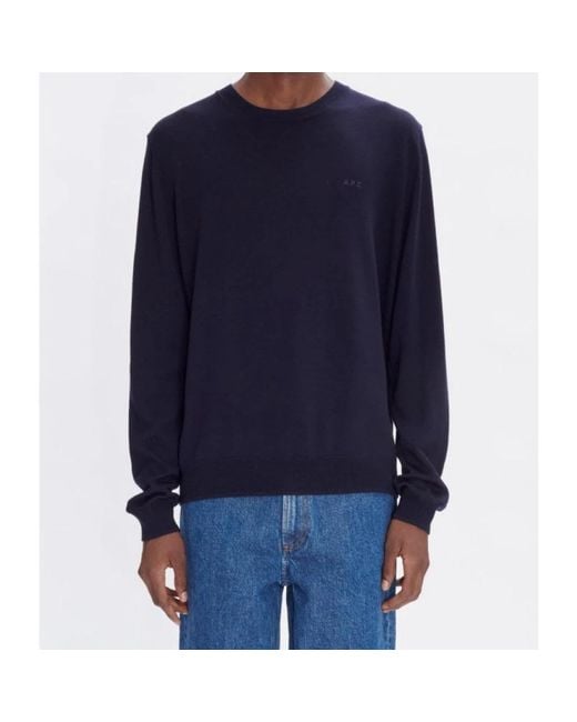 A.P.C. Blue Round-Neck Knitwear